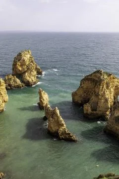 Dramatic view of a rugged Atlantic ocean coastline in Portugal Stock Photos
