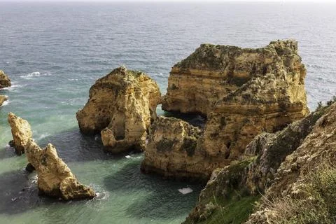 Dramatic view of a rugged Atlantic ocean coastline in Portugal Stock Photos