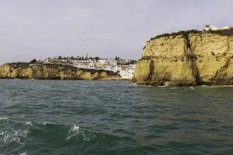 Dramatic view of a rugged Atlantic ocean coastline in Portugal Stock Photos