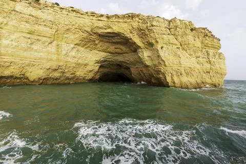 Dramatic view of a rugged Atlantic ocean coastline in Portugal Stock Photos