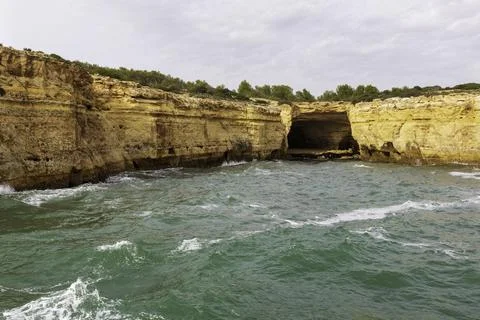Dramatic view of a rugged Atlantic ocean coastline in Portugal Stock Photos