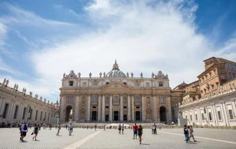 Dramatic View of Saint Peter's Basilica and Square Stock Photos