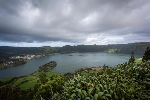 Dramatic View of Sete Cidades Lake, Azores Stock Photos