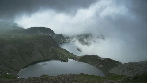 Dramatic view of Seven Rila Lakes in the Rila mountain, Bulgaria. Stock Footage 239027363