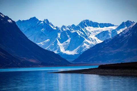 Dramatic View of Southern Alps and Lake Tekapo Stock Photos