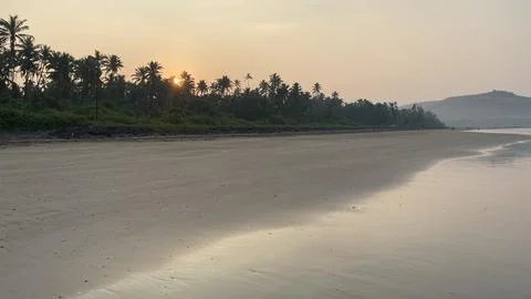 Dramatic View of Sunrise at the beach in India Stock Photos