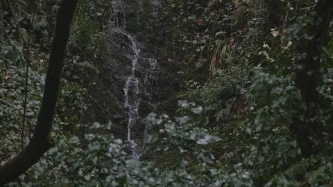 Dramatic view on winter watefall Stock Footage 106396906