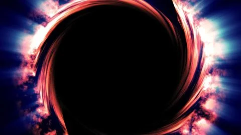 Dramatic visual of a fiery black hole surrounded by swirling plasma Illustrazione stock