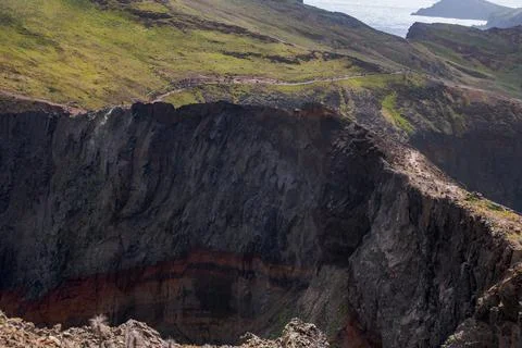 Dramatic Volcanic Canyon with Coastal View in Madeira 写真素材