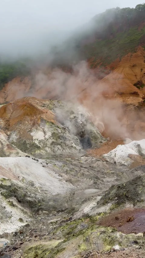 Dramatic Volcanic Slope Steam Stock Footage 341080509