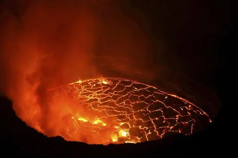 Dramatic Volcano Lava And Crater Landscape Stock Photos