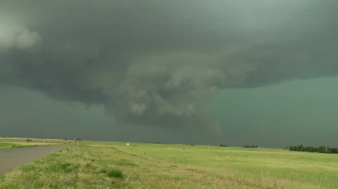 Dramatic wall cloud under severe thunderstorm Stock Footage 504457