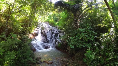 Dramatic Waterfall in Thai Rainforest, with Sound Stock-Footage 85604606