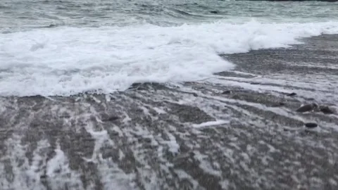 Dramatic waves on Atlantic Ocean - gimbal shot Stock Footage 167650301