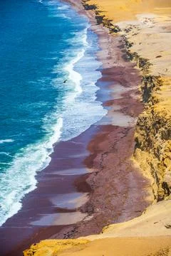Dramatic Waves Crashing On Paracas Black Sand Beach Stock Photos