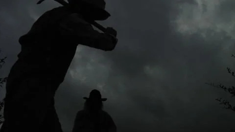 Dramatic Western Man digging with pick and shovel - 1849 Gold Rush Video stock 171185412