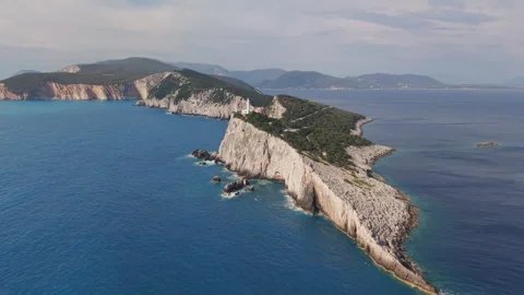 Dramatic White Cliffs of Cape Lefkatas, Greece Stock-Footage 335960683