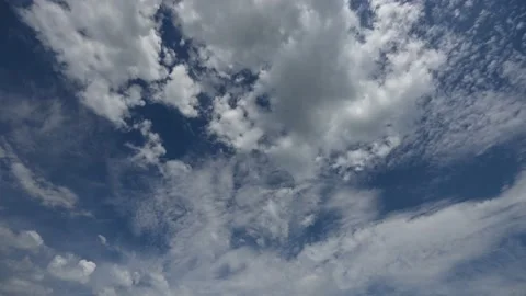 Dramatic white clouds move in several directions an a brilliant blue sky. Stock Footage 156978650