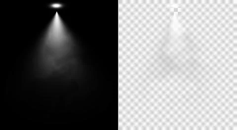 Dramatic White Spotlight Beam with Smoke Stock Illustration