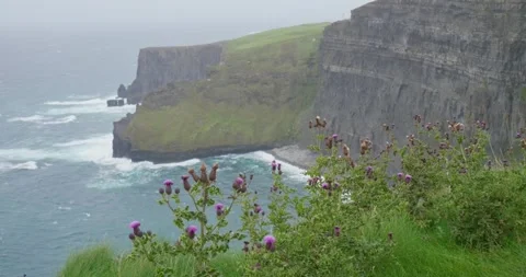 Dramatic Windy Cliffs and Rough Sea Waves in 4K Stock Footage 303455012