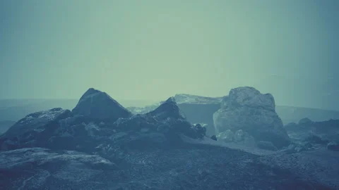 Dramatic winter dark desert steppe on a highland mountain plateau Stock Footage 232932038