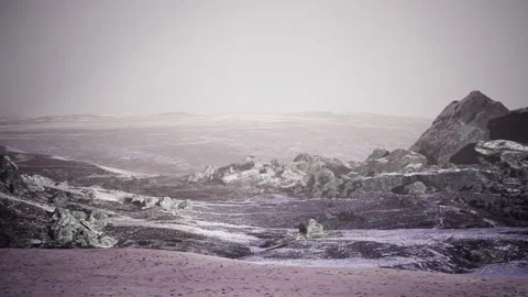 Dramatic winter dark desert steppe on a highland mountain plateau Stock Footage 233212432
