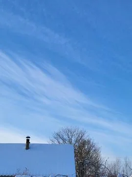 Dramatic winter sky with clouds over forest Stock Photos