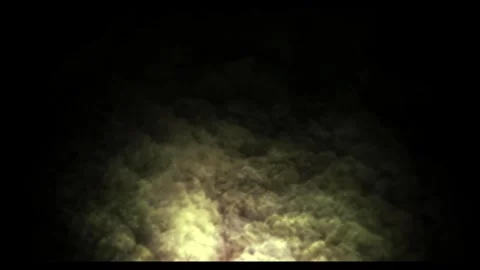 Dramatic yellow smoke cloud on black background Stock Footage 329269944