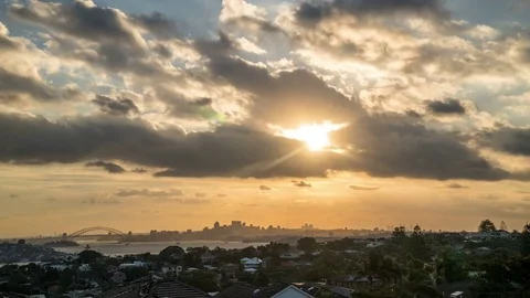 Dramtic sunset cloudscape timelapse in generic modern cityscape Stock Footage 78721638