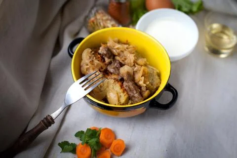 Dranik with meat Stock Photos