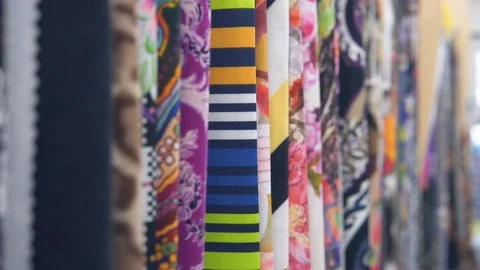 Drapery. Hundreds of different fabrics. Selection of various color options Video stock 104306131