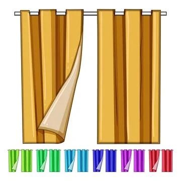 Drapes blackout curtains cartoon vector graphic Stock Illustration