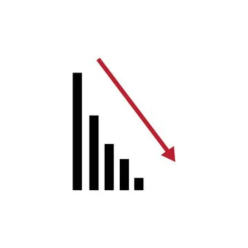 Drastically decreasing statistics vector icon. Eps 10 Stock Illustration