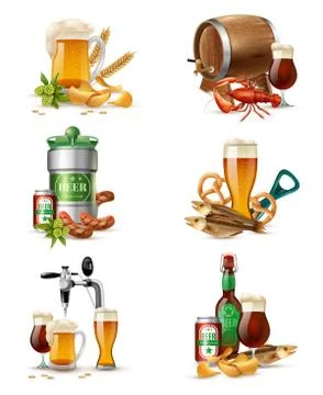 Draught Beer Illustrations Set Stock Illustration