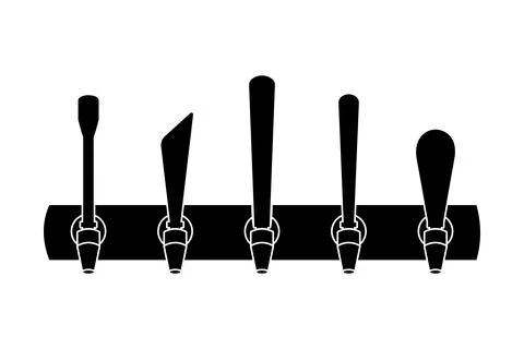 Draught Beer Tap Handles Black Silhouette Vector Stock Illustration