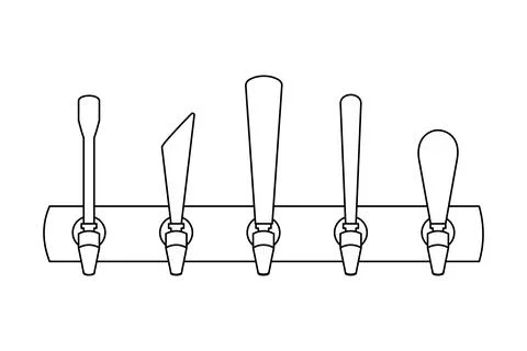 Draught Beer Tap Handles Outline Vector Stock Illustration