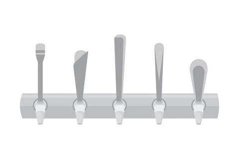 Draught Beer Tap Handles Silver Metal Vector Stock Illustration