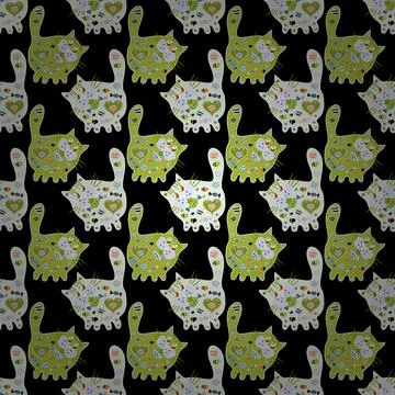 Draught on black, green and neutral versicolors. Vector. Seamless of Doodle nice Stock Illustration