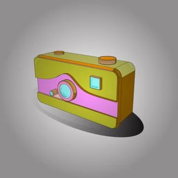 Draught in gray, white and yellow colors. Axonometry. Vector. Pocket digital cam Stock Illustration