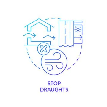 Draughts proof blue gradient concept icon Stock Illustration