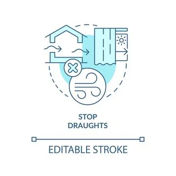 Draughts proofing turquoise concept icon Stock Illustration