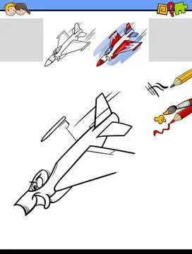 Draw and color activity task Cartoon Illustration of Drawing and Coloring ... Stock Photos