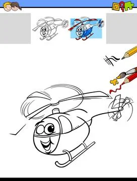 Draw and color activity task Cartoon Illustration of Drawing and Coloring ... Stock Photos