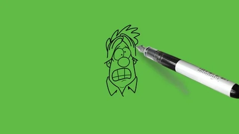 Draw angry young man hold his both hand on head and think with black outline Видео 249915193