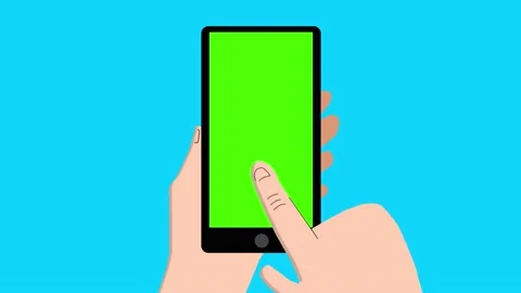Draw animation of hands with mobile phone, using it. Green Screen Chroma Key 스톡 동영상 131342032