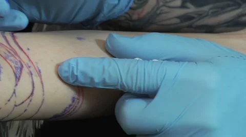 Draw on arm for tattoo Stock Footage 5299284