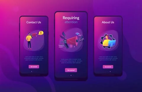 Draw attention app interface template. Stock Illustration