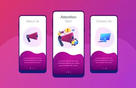 Draw attention app interface template. Stock Illustration