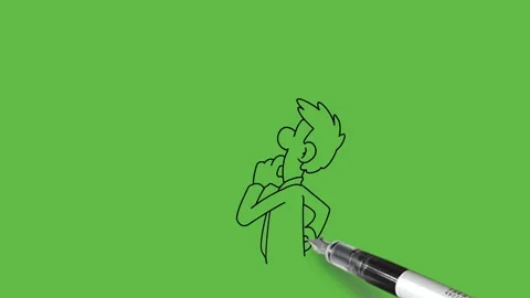 Draw backside of young man see upward two side arrow signed board and think Stock Footage 237374077