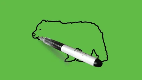 Draw bear wild animal walking in brown color with black outline 動画素材 220080602